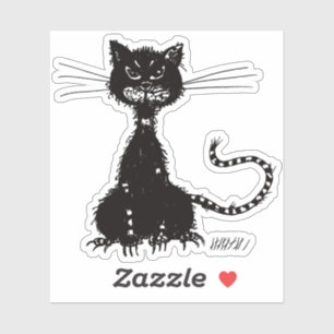 Sticker Chat noir mauvais en lambeaux les neuf vies