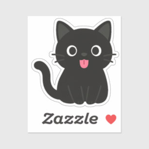 Sticker Chat noir mignon langue sortie