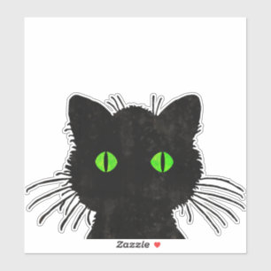 Sticker Chat noir Peek-A-Boo avec yeux verts