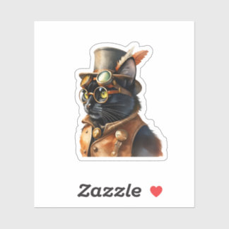 Sticker Chat noir Steampunk