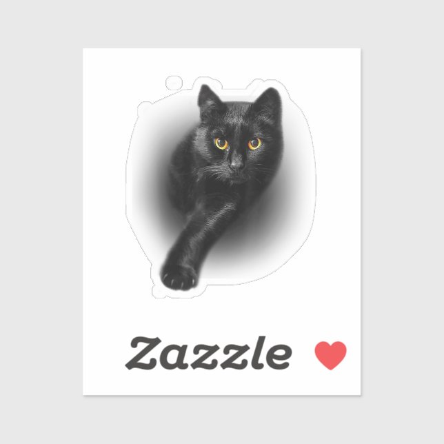 Sticker Chat noir Yellow Eyes T-shirt Chats Tee (Feuille)