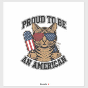 Sticker Chat patriotique fier d'être américain vecteur vin