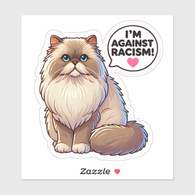 Sticker Chat perse contre le racisme (Feuille)