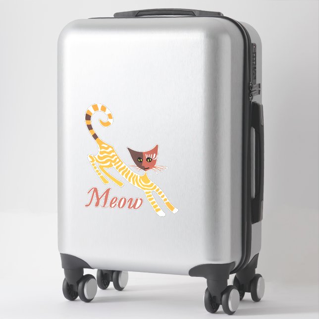 Sticker Chat rouge drôle (Sur valise)