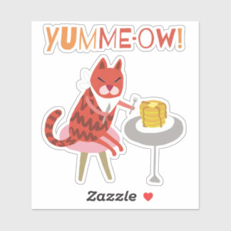 Sticker Chat rouge et crêpes /