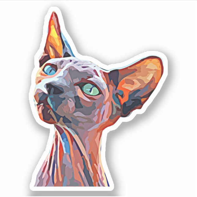 Sticker Chat sans cheveux animal Abstrait Art coloré (Devant)