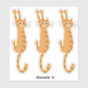Sticker Chat Tabby Orange Accroché   Drôle chat rayé