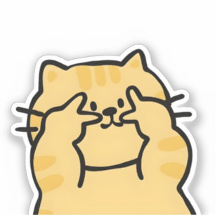 Sticker Chat Tigré Orange Mignon Faisant des Lunettes avec