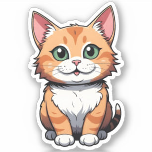 Sticker Chat tigré roux heureux
