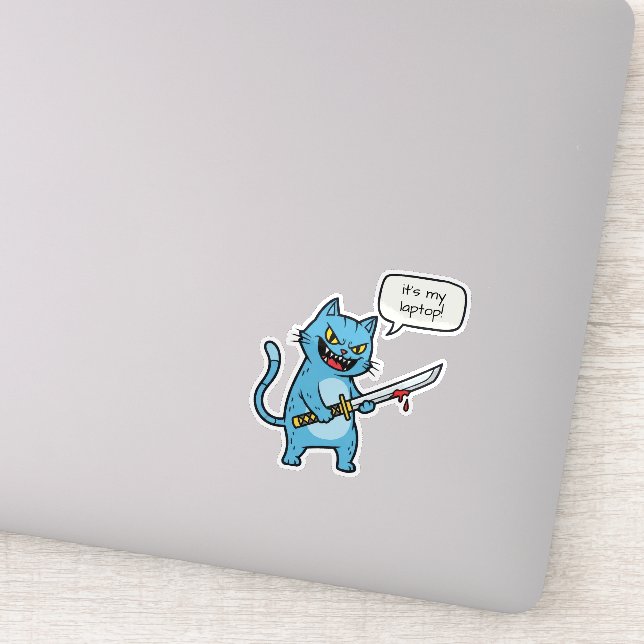 Sticker Chat Tueur avec Épée (Détail)