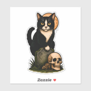 Sticker Chat Tuxedo et Crâne – Conception de Cimetière Got