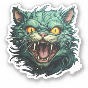 Sticker Chat Zombie Vert Effrayant Halloween