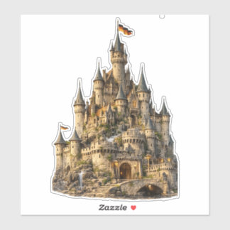 Sticker Château Médiéval Fantastique Glossaire Clair Colle