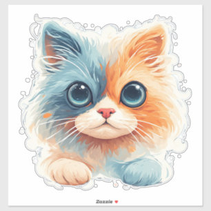 Sticker Chaton de dessin animé adorable avec de grands yeu