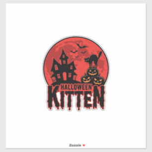 Sticker Chaton d'Halloween Maison Hantée Chat Graphique_1