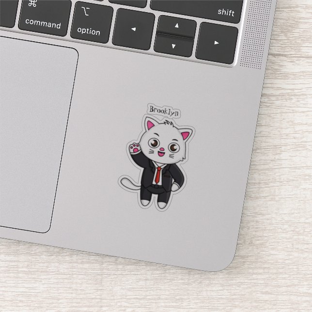 Sticker Chaton mignon en costume cravate dessin animé (Détail)
