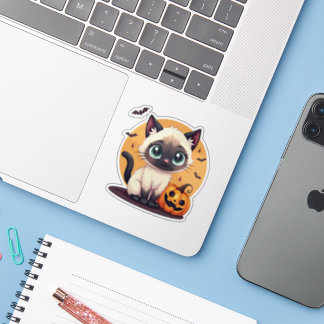 Sticker Chaton siamois adorable – Halloween Pastel