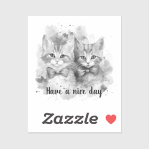 Sticker Chatons noirs et blancs Avoir une belle journée