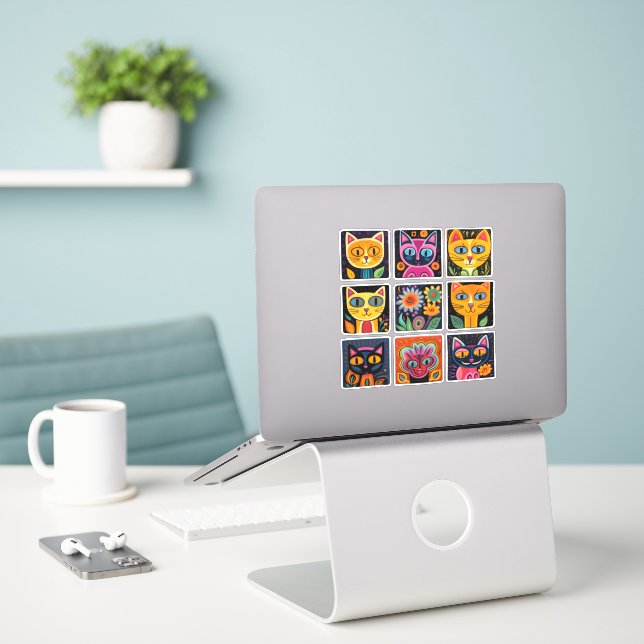 Sticker Chats 3par3 (Ordinateur portable sur le bureau)