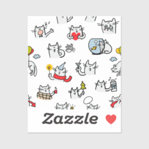 Sticker Chats amusants, lait et magie.