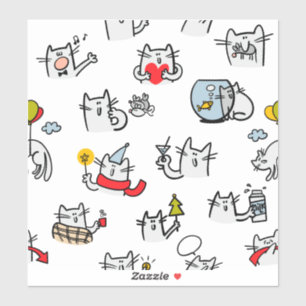 Sticker Chats amusants, lait et magie.