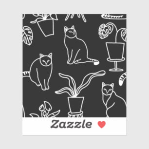 Sticker Chats blancs en noir