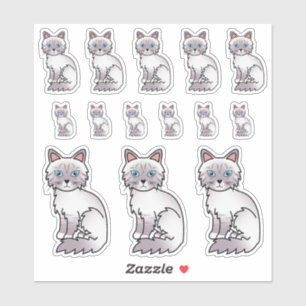 Sticker Chats de dessin animé Birman / Ragdoll au pelage t