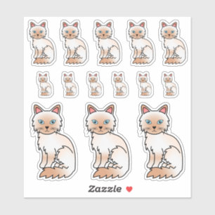 Sticker Chats de dessin animé mignons Birman / Ragdoll à p