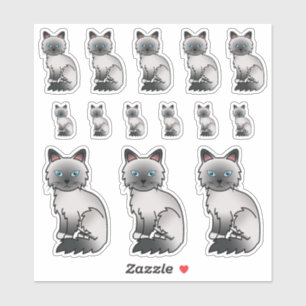 Sticker Chats de dessin animé mignons Birman / Ragdoll au
