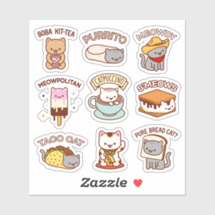 Sticker Chats de Jubby - Fiche d'autocollants de mèmes de 