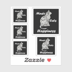 Sticker Chats de musique Bonheur - Citation d'amoureux de