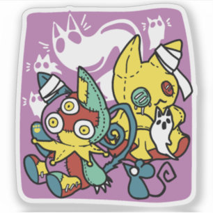 Sticker Chats déplaisants Halloween Art : Paw-sitly Fright