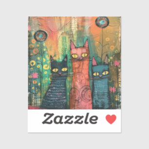 Sticker Chats en aquarelle Boho - Earthy Feline Art