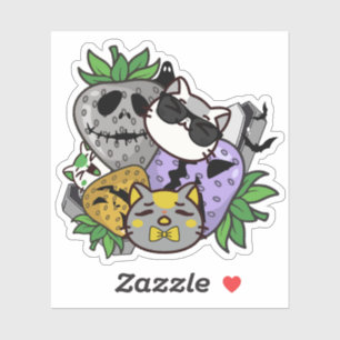 Sticker Chats en fraise Kawaii Halloween effrayants