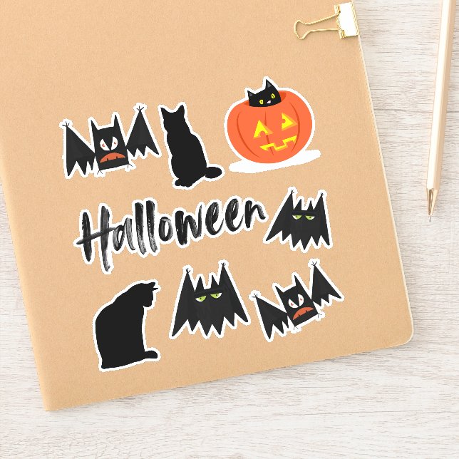 Sticker Chats et chauves-souris Halloween (Carnet)