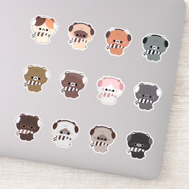 Sticker Chats hiver automne Noël (Détail)