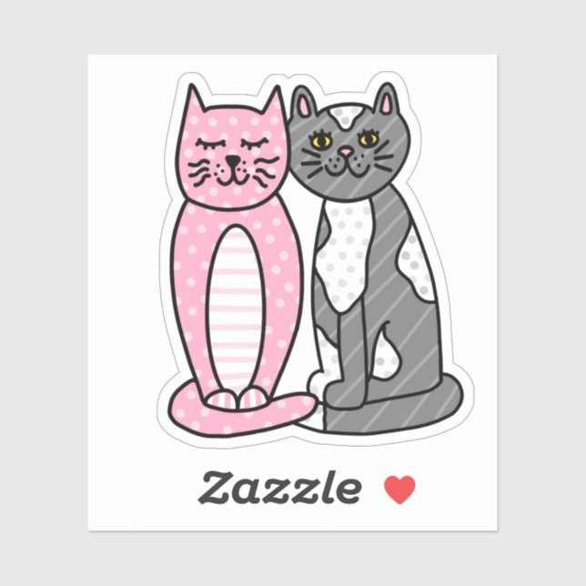 Sticker Chats Kitty Roses et Grey Cute Cute (Feuille)