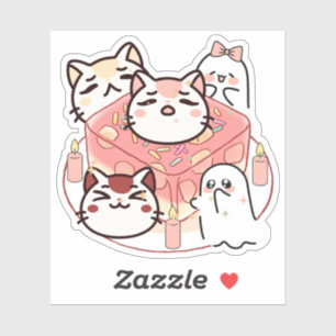 Sticker Chats mignons Kawaii et rituel magique de gelée
