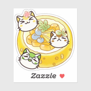 Sticker Chats mignons Kawaii et tarte au fromage japonaise