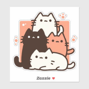 Sticker Chats minimalistes Kawaii Chibi