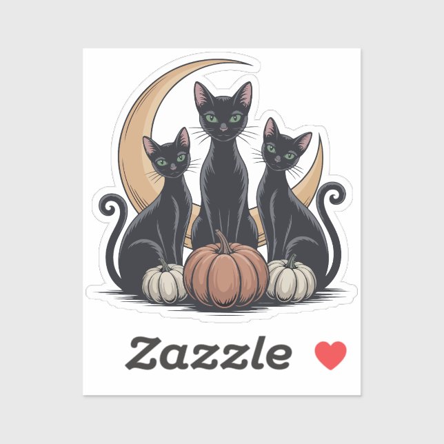 Sticker Chats noirs Citrouille Lune Whimsigothique Hallowe (Feuille)