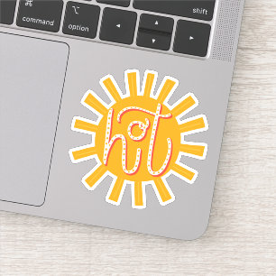 Sticker Chaud. Funny mignon soleil jaune / soleil d'été