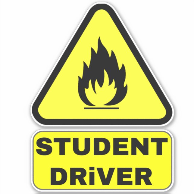 Sticker Chauffeur d'étudiant (Ados avertis) amusant (Devant)