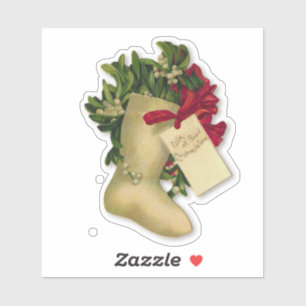 Sticker Chaussette de Noël Vintage Victorien Antique