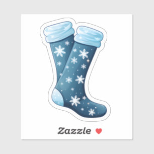 Sticker Chaussettes Festives Bleues Décorées En Fluge