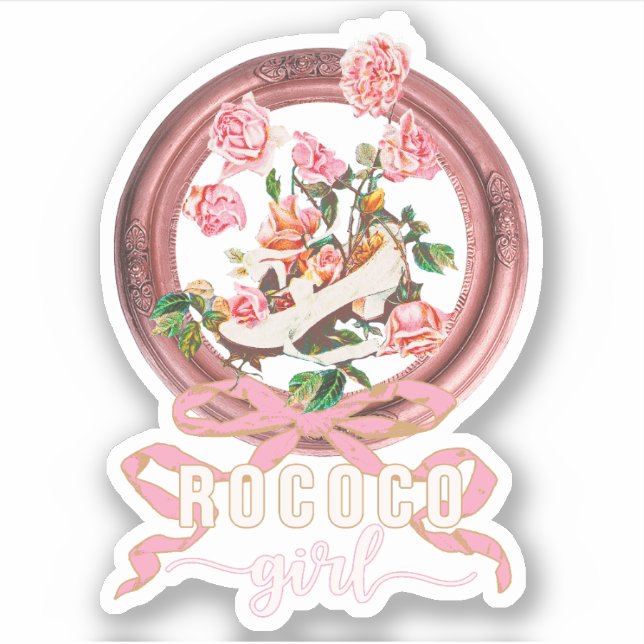 Sticker Chaussure de garçon Rose Rococo rose classique (Devant)