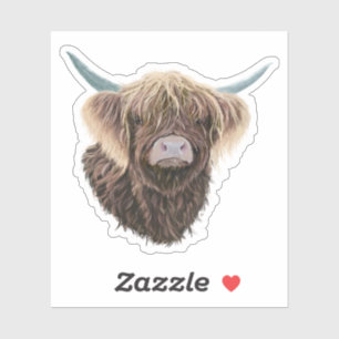 Sticker Chaussure De Vache D'Ecosse Avec Des Cheveux Forts