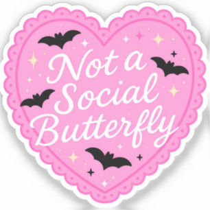 Sticker Chauve-souris anti-sociale Cœur Goth Rose Kawa G