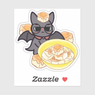 Sticker Chauve-souris Kawaii intelligente avec bol de tofu