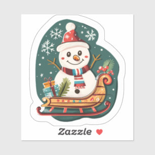 Sticker Cheerful Snowman Dormir dans la neige